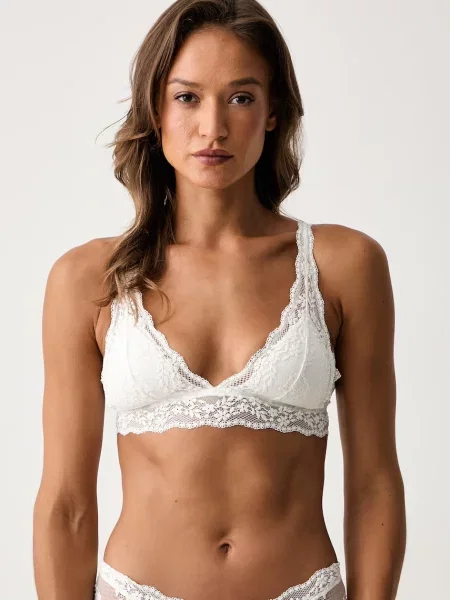Women'secret trojuholníková podprsenka čipkovaná biela