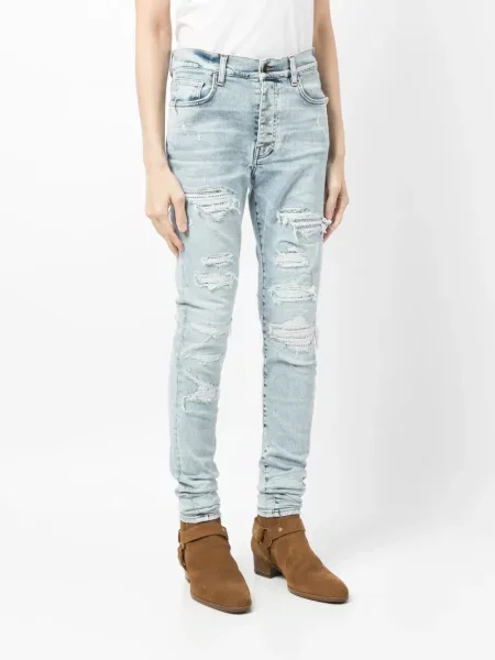 Skinny jeansy skinny Amiri z przetarciami niebieskie