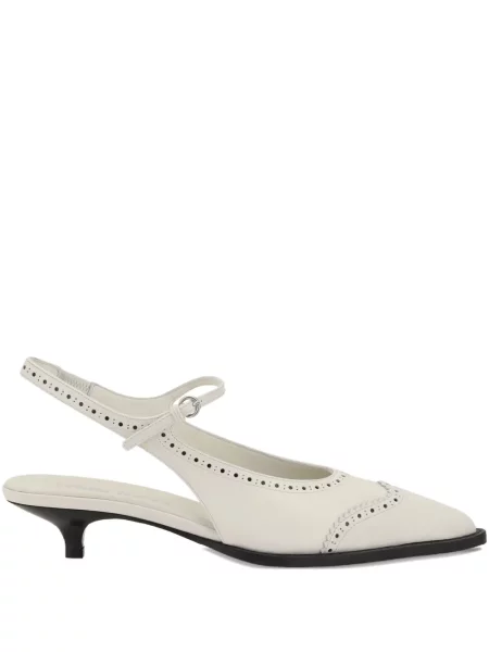 Pantofi cu toc Miu Miu din piele slingback alb