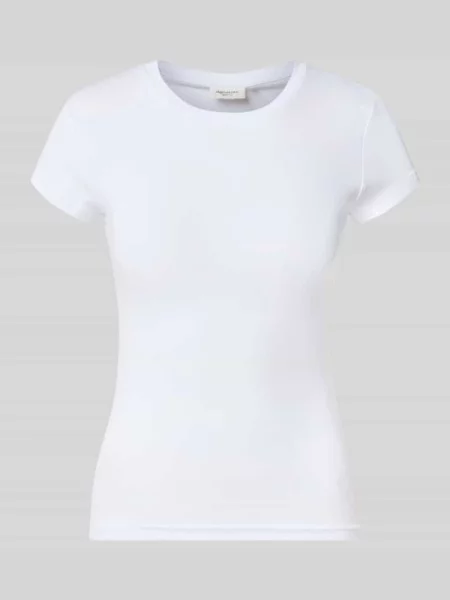 T-shirt o kroju skinny fit z mieszanki bawełny Gina Tricot biała