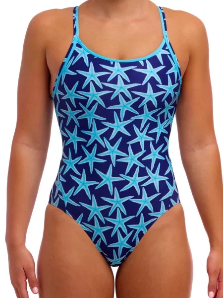 Strój kąpielowy jednoczęściowy FUNKITA See Stars Diamond Back niebieski
