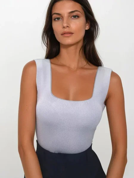 Trend Alaçatı Stili Top brodat deschis gri