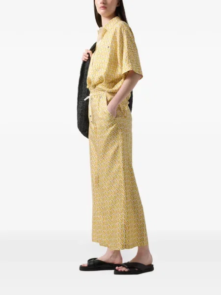 Pantaloni Bogner de mătase cu imagine cu imprimeu geometric galben