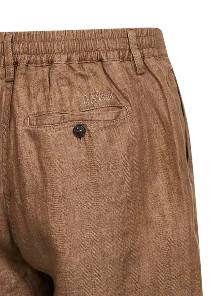 Kraťasy Mc2 Saint Barth se vzorem rybí kosti hnědé