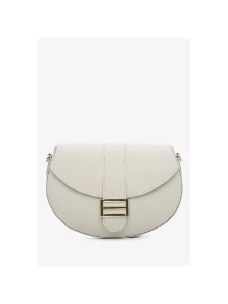 Сумка-седл шкіряна світло-сіра Estro сіра