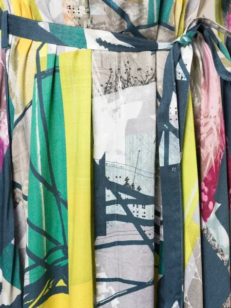 Rochie tip cămașă Divka cu imagine cu imprimeu abstract de costum verde