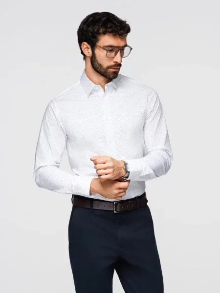 Košile Ombre REGULAR FIT s kapsou šedá bílá