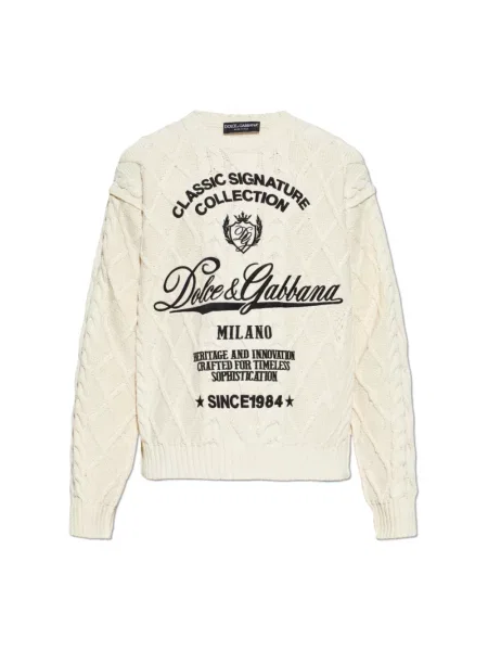 Sweter Dolce And Gabbana z napisami beżowy