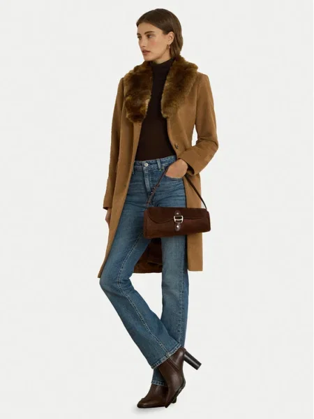 LAUREN RALPH LAUREN Вълнено палто Straight Fit кафяв