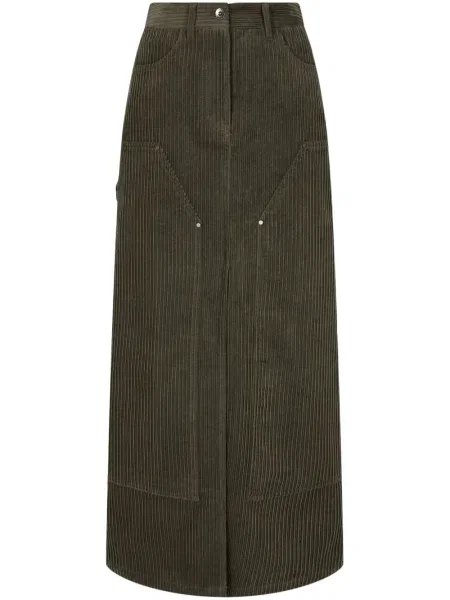 Fustă Studio Tomboy de catifea cord verde