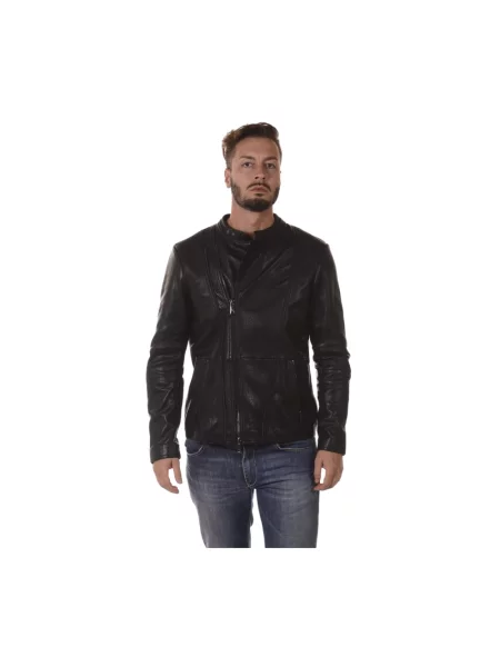 Kurtka jeansowa Armani Jeans skórzana czarna