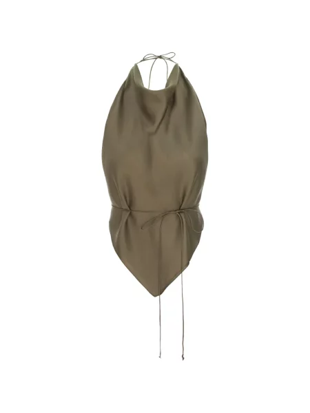 Top Manuri cu gât halter verde