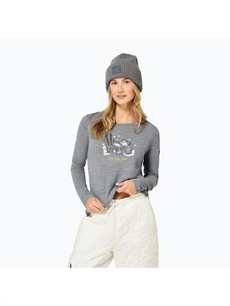 Tricou cu mânecă lungă Super.natural din cașmir melange gri
