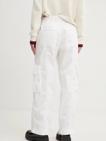 Kalhoty Abercrombie & Fitch široké high waist béžová