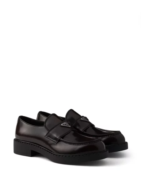 Loafersy Prada skórzane brązowe