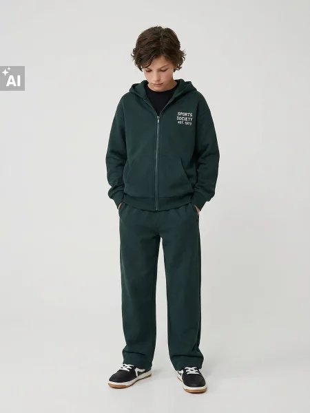 Sinsay Tepláky se širokými nohavicemi green spruce zelené