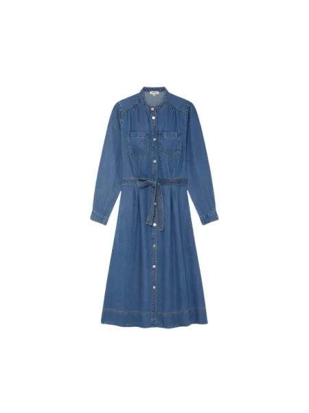 Sukienka jeansowa Suncoo do kolan niebieska