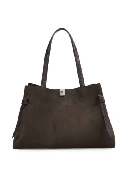 Geantă shopper Yuzefi din piele de căprioară maro