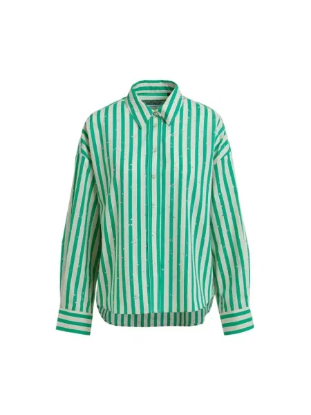 Kryształ górski koszula Essentiel Antwerp w paski zielona