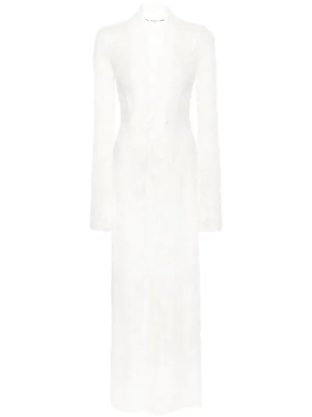 Rochie midi Manuri din dantelă până la genunchi de costum alb