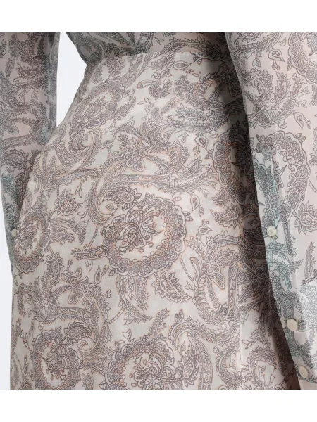Fustă midi Acne Studios de mătase cu model paisley bej