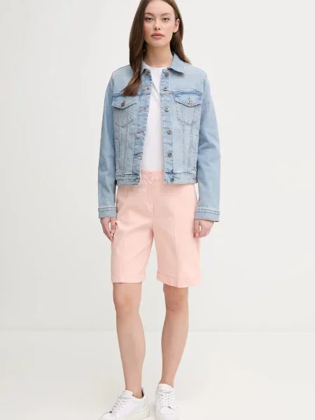 Шорти United Colors of Benetton однотонні висока посадка рожевий