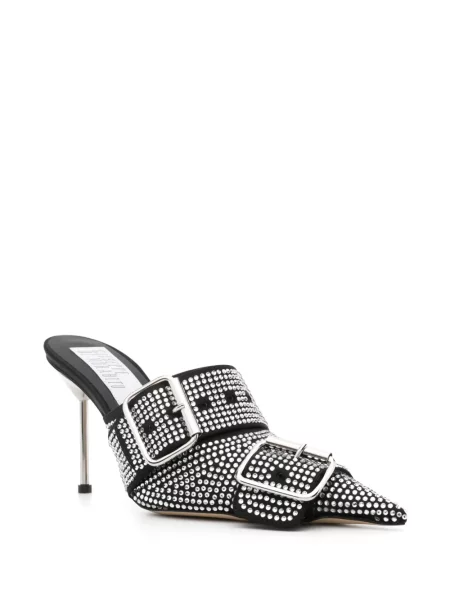 Papuci tip mules Giuseppe Di Morabito de cristal negru