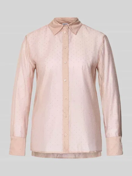 Bluzka koszulowa o kroju regular fit z obszyciem ozdobnymi kamieniami Emily Van Den Bergh beżowa