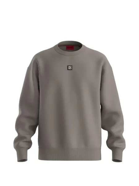 Суитчър Hugo с кръгло деколте с автограф кафяво