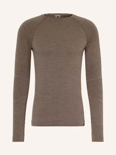Odlo Funkční Tričko Seamless Performance Wool S Merino Vlnou hnědá