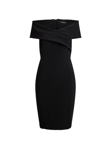 Rochie midi Lauren Ralph Lauren cu umerii deschiși negru