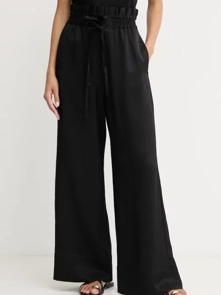 BOSS Orange spodnie wide leg z dodatkiem lnu C Tacola czarne