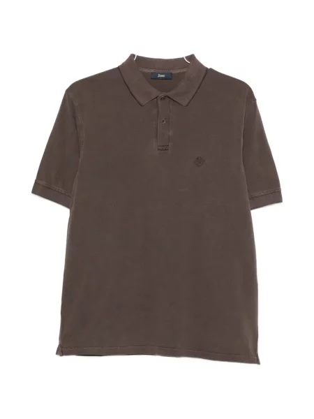 Tricou polo Herno cu broderie maro
