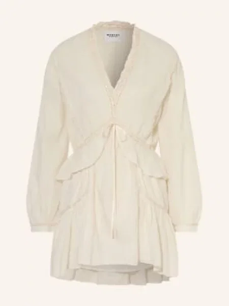 Marant Étoile Sukienka Damya Z Lnem I Koronką weiss