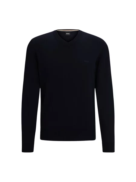 Sweter Boss z dekoltem w serek niebieski