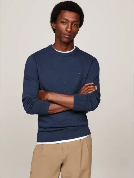 Tommy Hilfiger Kötött pulóver kasmír hozzáadásával kék