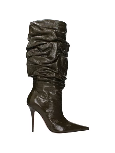 Botine Amina Muaddi din piele cu volane verde