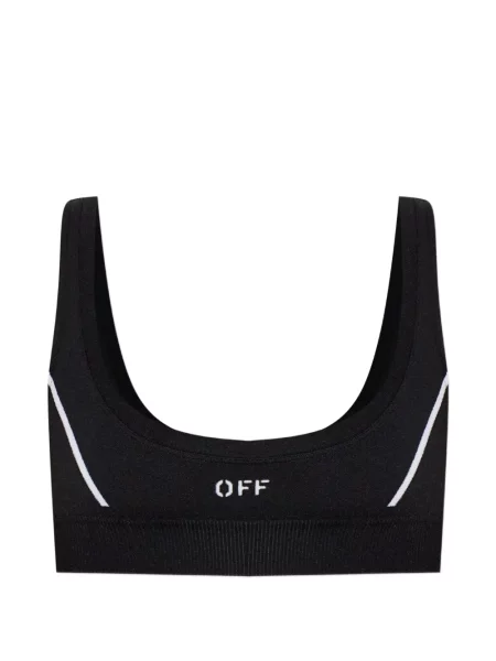 Sutien sport Off-white cu broderie alb