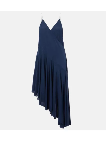 Sukienka Alaïa z dżerseju asymetryczna garniturowa niebieska