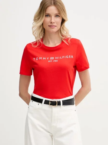 Tommy Hilfiger t-shirt Γυναικείο κόκκινο
