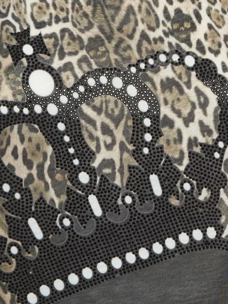 Tricou Philipp Plein cu imagine cu model leopard maro