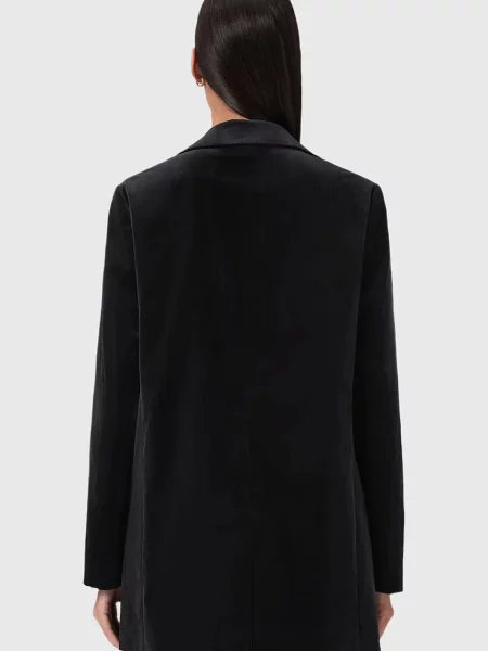 Велюровий піджак AllSaints однобортний однотонний чорний