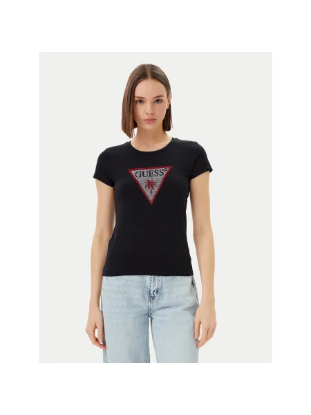 Guess Póló Slim Fit fekete