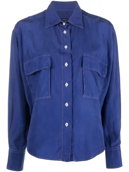 Hedvábná košile Gucci Pre-owned modrá