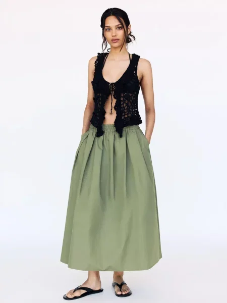 Pull&Bear Sukňa zelená