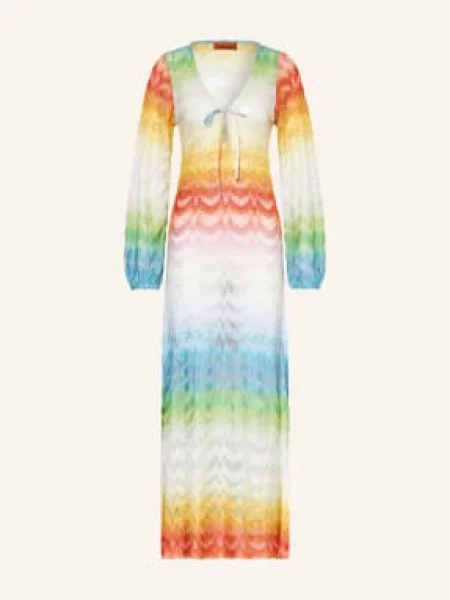 Missoni Sukienka Plażowa Z Brokatową Przędzą blau biała