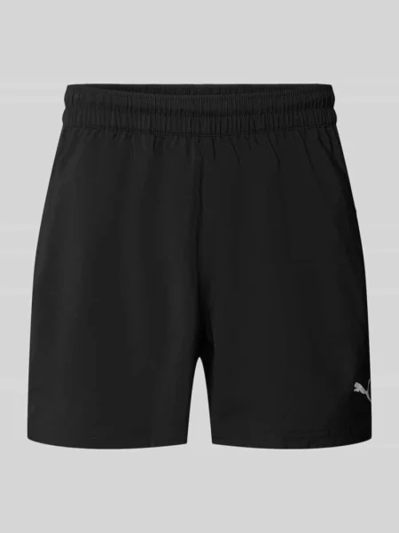 Szorty sportowe o kroju regular fit z nadrukiem z logo model „TAD ESSENTIALS” Puma Performance czarne