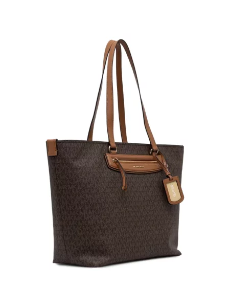 Geantă shopper Michael Michael Kors cu autograf maro