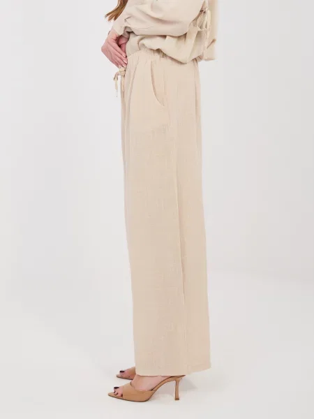 Pantaloni Italy Moda cu legături bej