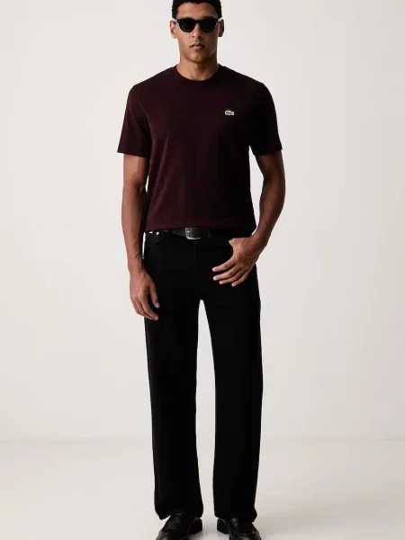 Tricou Lacoste clasic din jerseu maro